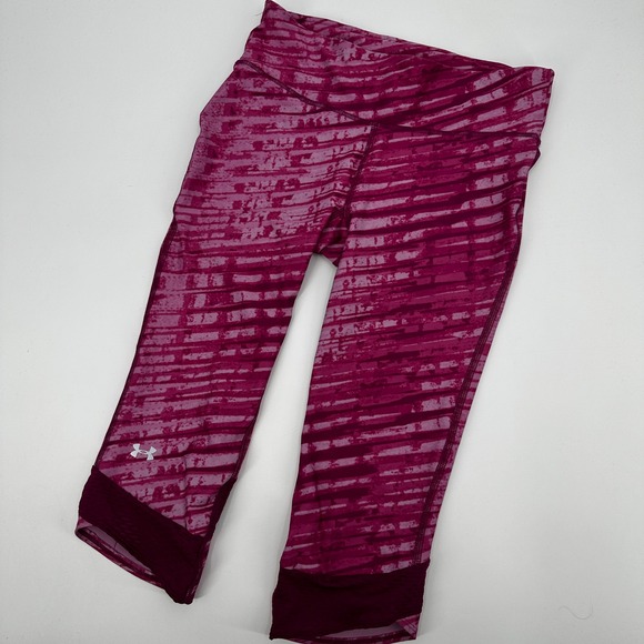 Under Armour Pants - Under Armour HeatGear Compression Leggings Womens Medium Pink Purple Crop Pants